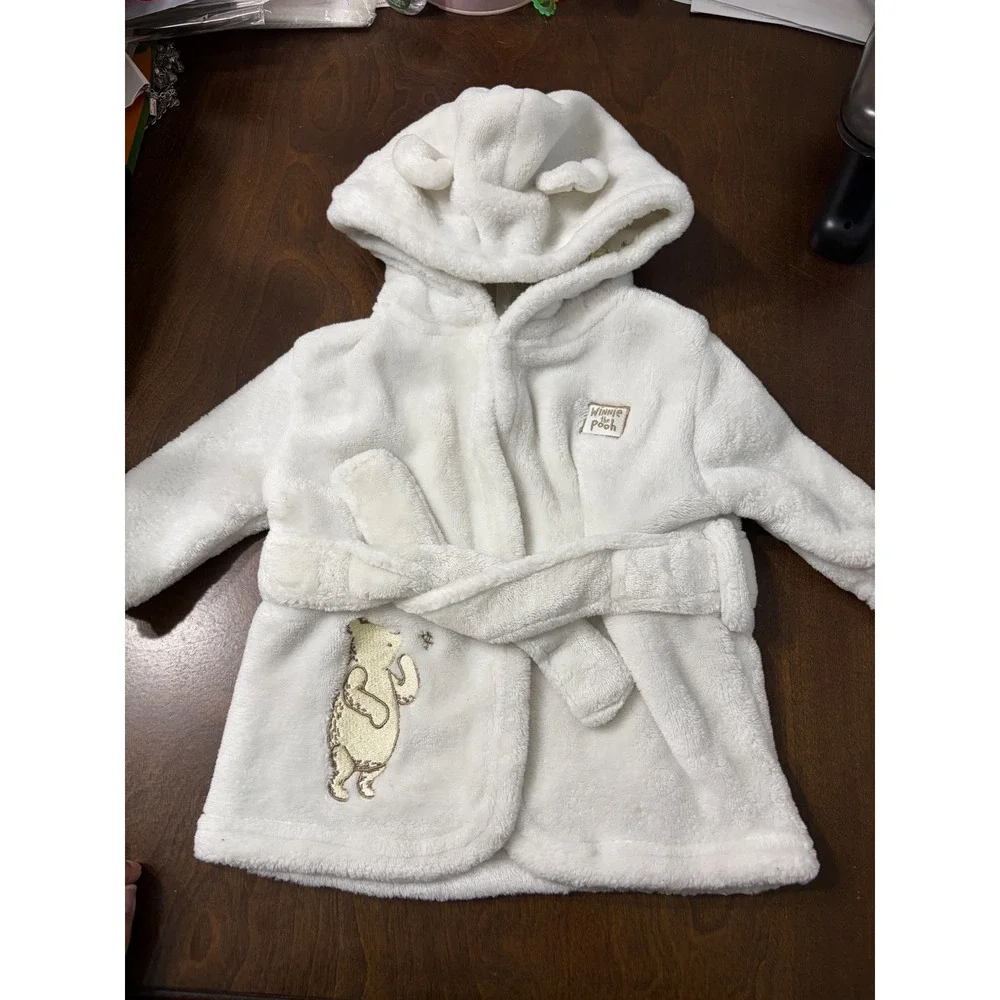 Disney Baby | Winnie the Pooh Plush Hooded Robe | 3-6M || Cream|